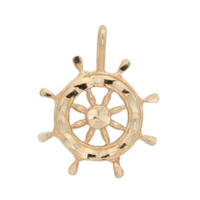 Ship Wheel Charm/Pendant in 14K Yellow Gold