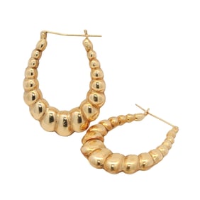 Beaded Hoop Earrings in 14K Yellow Gold