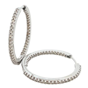 Diamond Hoop Earrings in 14K White Gold