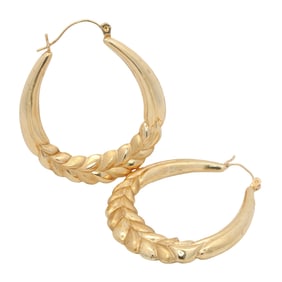 Wheat Hoop Earrings in 14K Yellow Gold