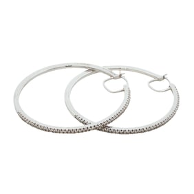 Diamond Large Hoop Earrings in Sterling Silver