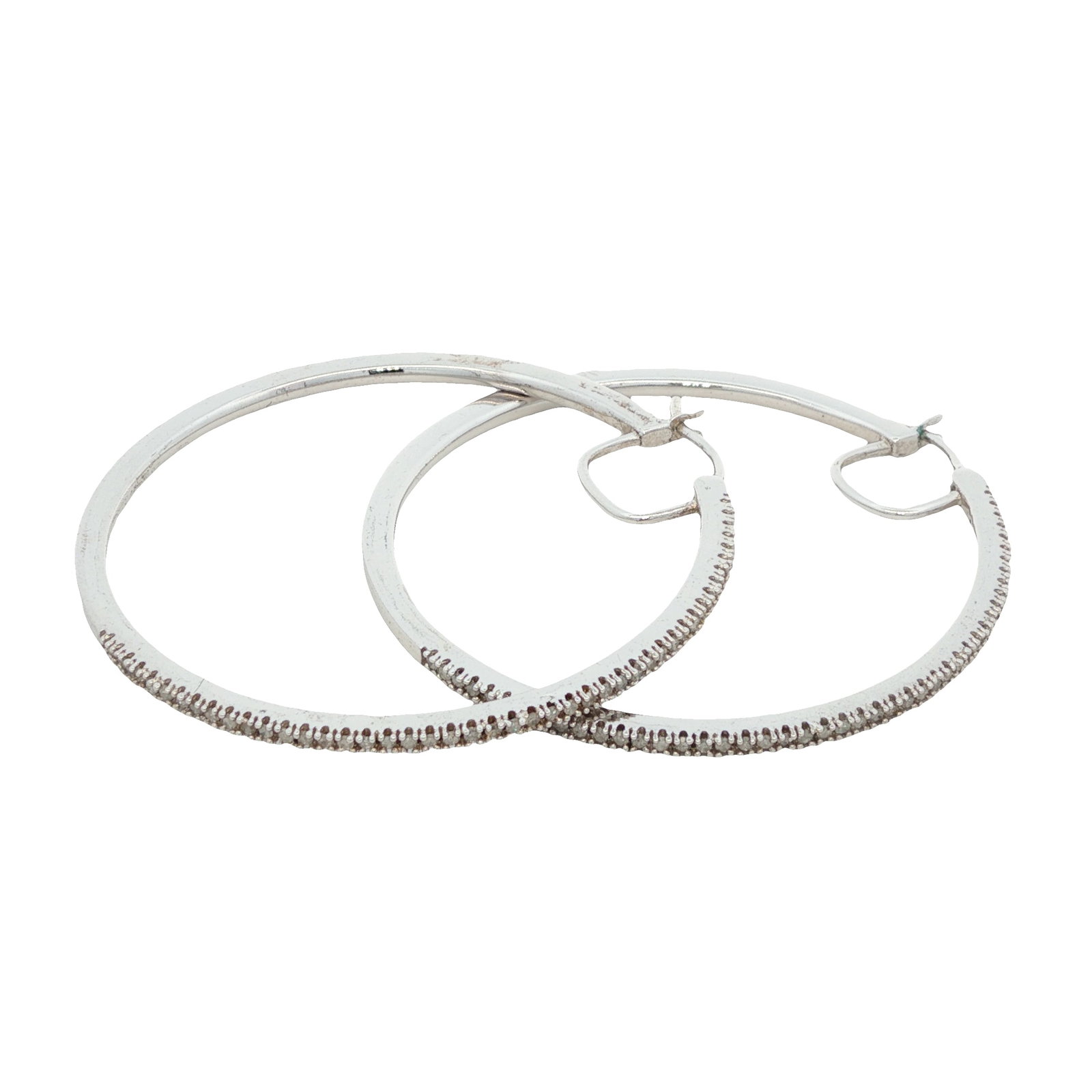 Diamond Large Hoop Earrings in Sterling Silver (1 of 5)