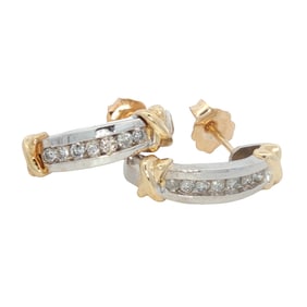 Diamond Stud Earrings in 14K Two-Tone Gold