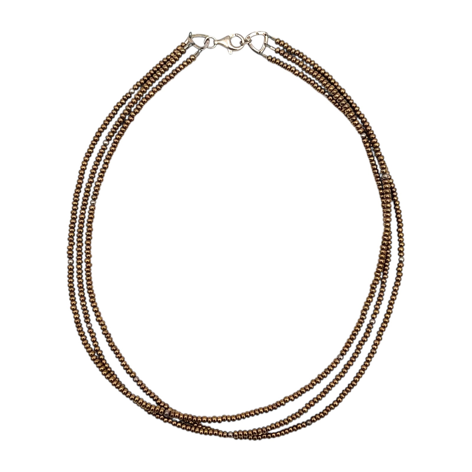 3-Strand Sterling Silver Designer Beaded Necklace (1 of 5)