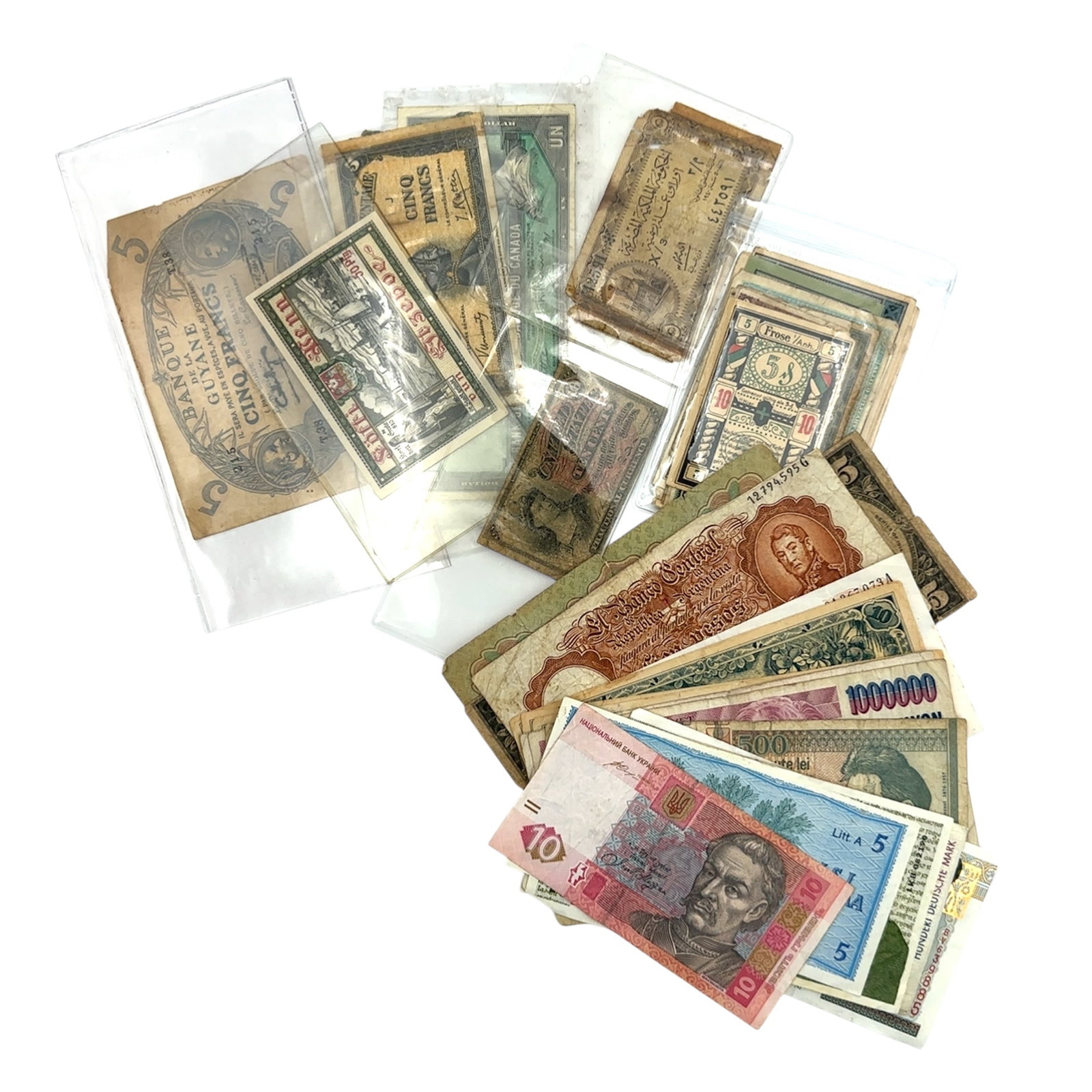 Lot of 47 Historical Bills/Banknotes of Various Currencies From Different Countries (1 of 2)
