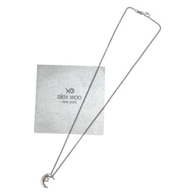 Alex woo Faith Crescent Moon Pendant and Necklace in Sterling Silver