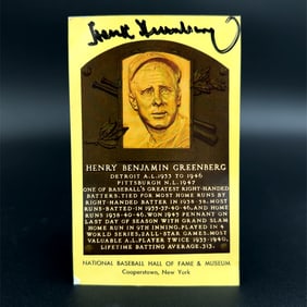 Henry Greenberg Autographed Baseball Hall of Fame Gold Card