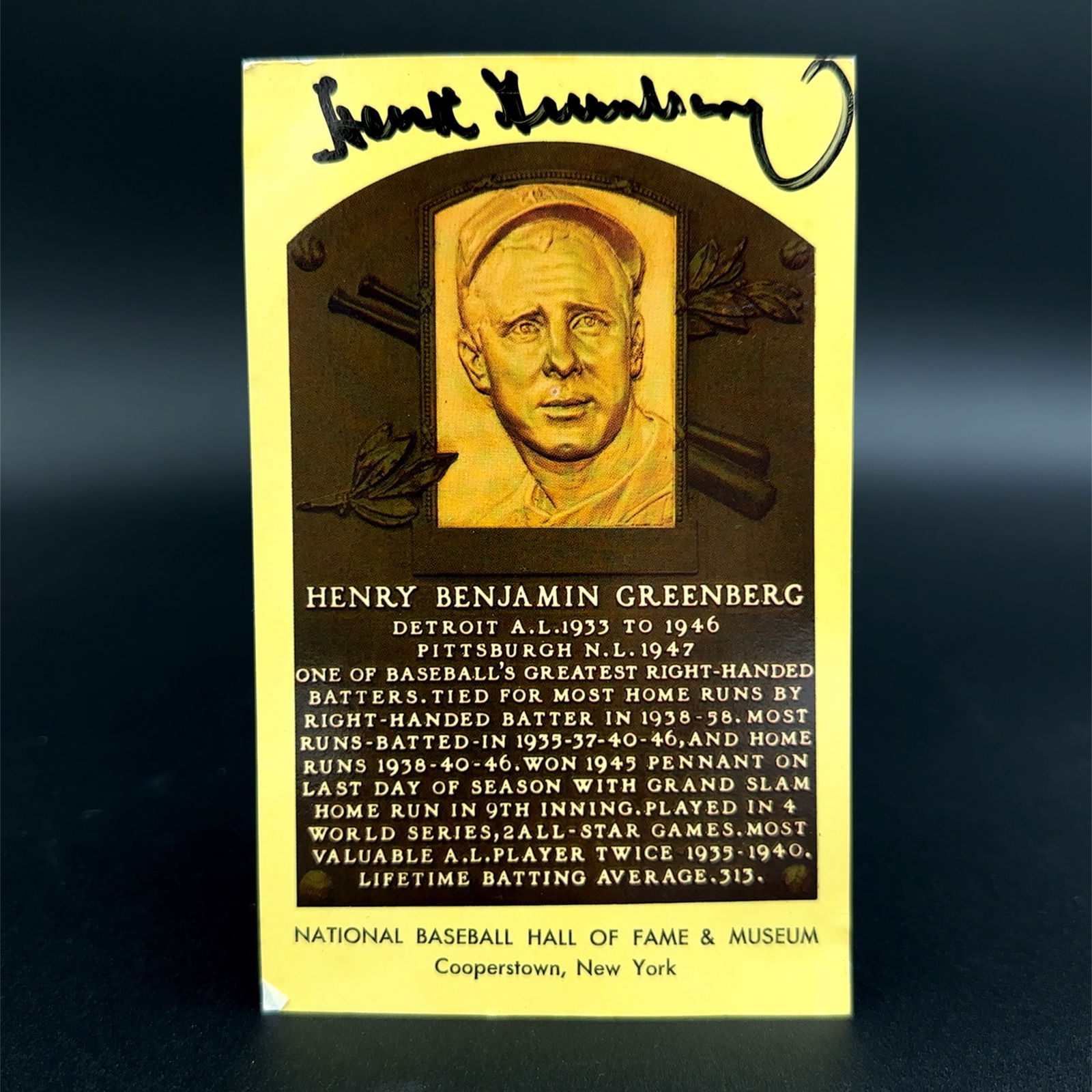 Henry Greenberg Autographed Baseball Hall of Fame Gold Card (1 of 3)