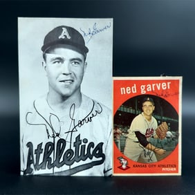 LOT OF TWO Ned Garver Autographed Photo Cards