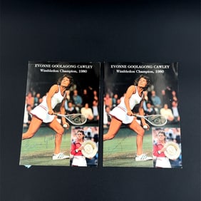 Evonne Goolagong Cawley LOT OF TWO Autographed Wimbledon Champion Photos