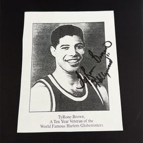 TyRone Brown Harlem Globetrotters Autographed Photos LOT OF TWO