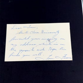 Tom Fears Santa Clara University Football Autographed Postcard Letter