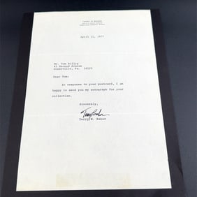 Terry Baker Autographed Letterhead