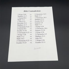 MUHAMMAD ALI AUTOGRAPHED "BIBLE CONTRADICTIONS" PAPER PSA AUTHENTICATED