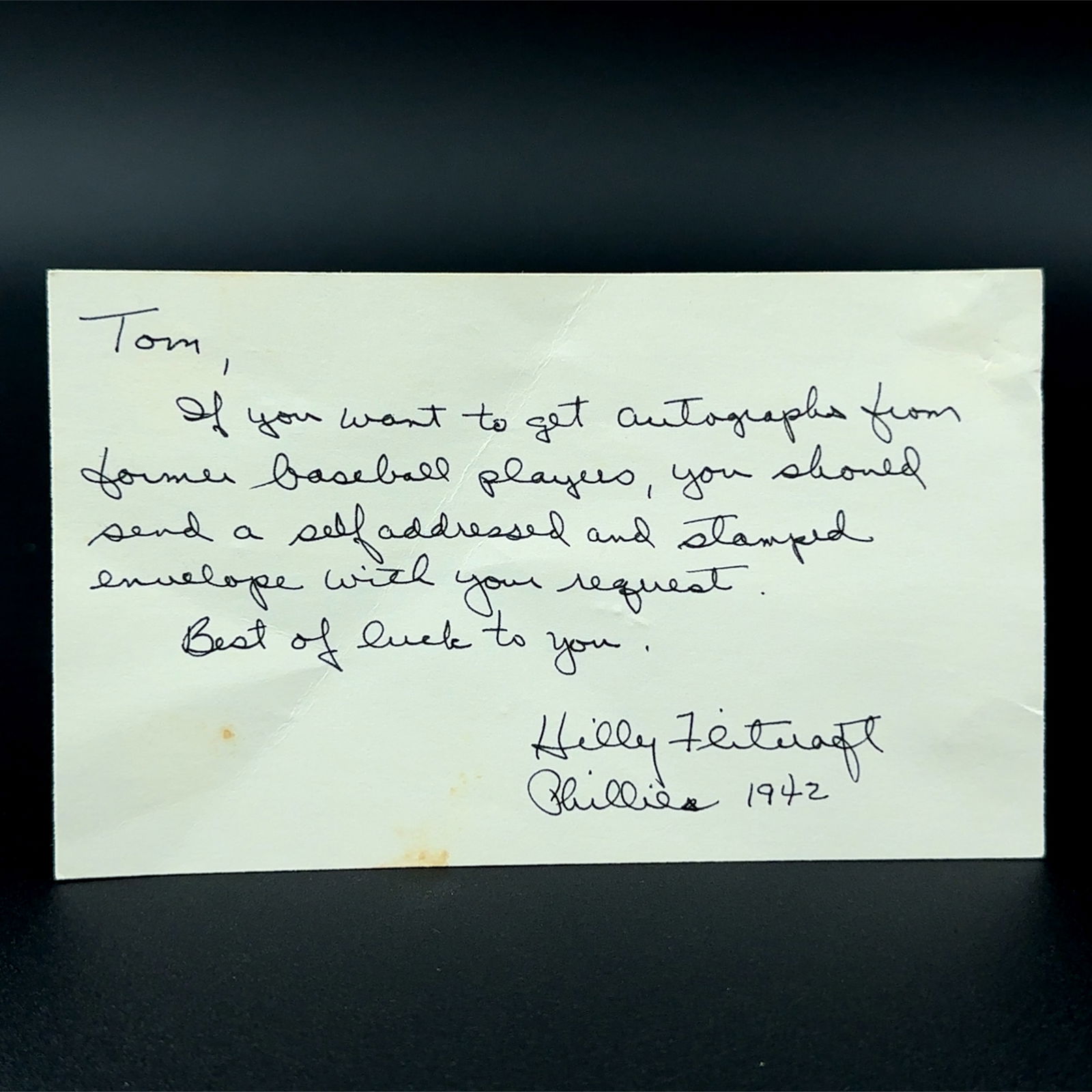 Hilly Flitcraft Letter and Autographed Postcard: Hilly Flitcraft Letter and Autographed Postcard - sold as is, no reserve