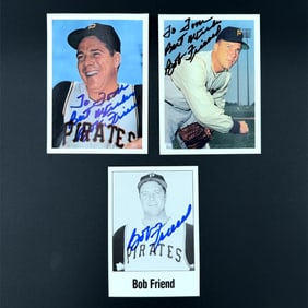 LOT OF THREE Bob Friend Pittsburgh Pirates Autographed Photos