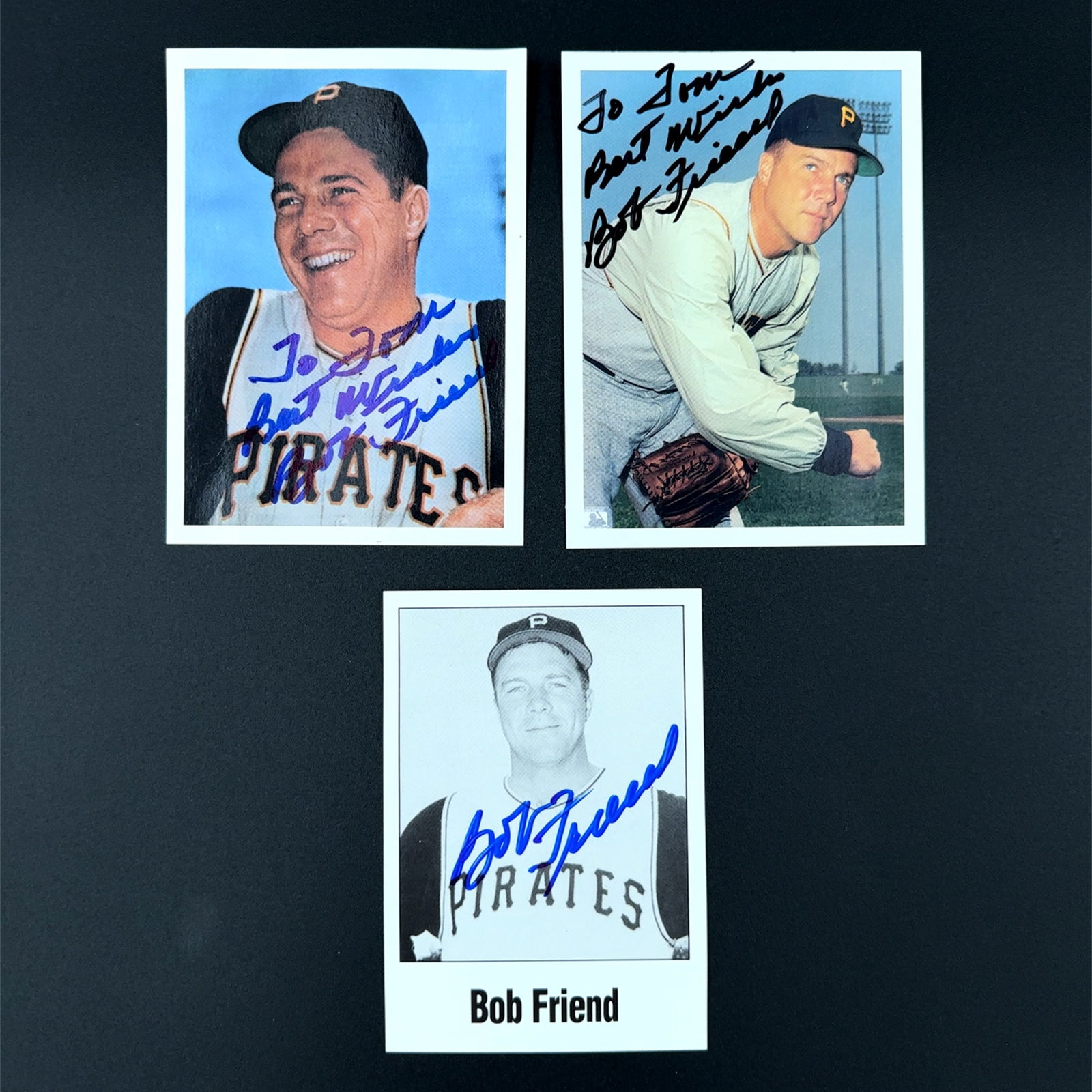 LOT OF THREE Bob Friend Pittsburgh Pirates Autographed Photos (1 of 4)