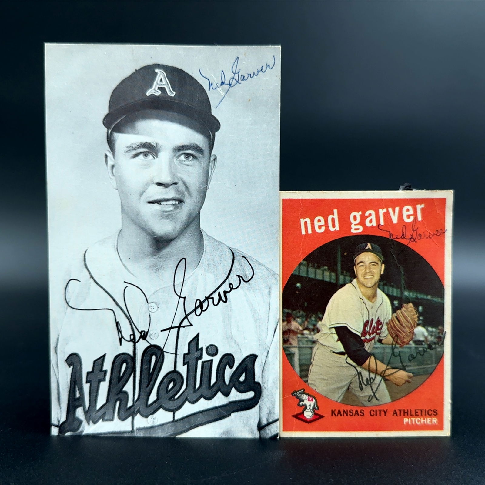 LOT OF TWO Ned Garver Autographed Photo Cards (1 of 4)
