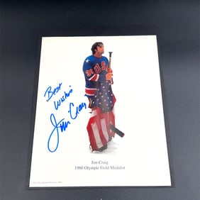 Jim Craig 1980s Olympic Gold Medalist Autographed Photo