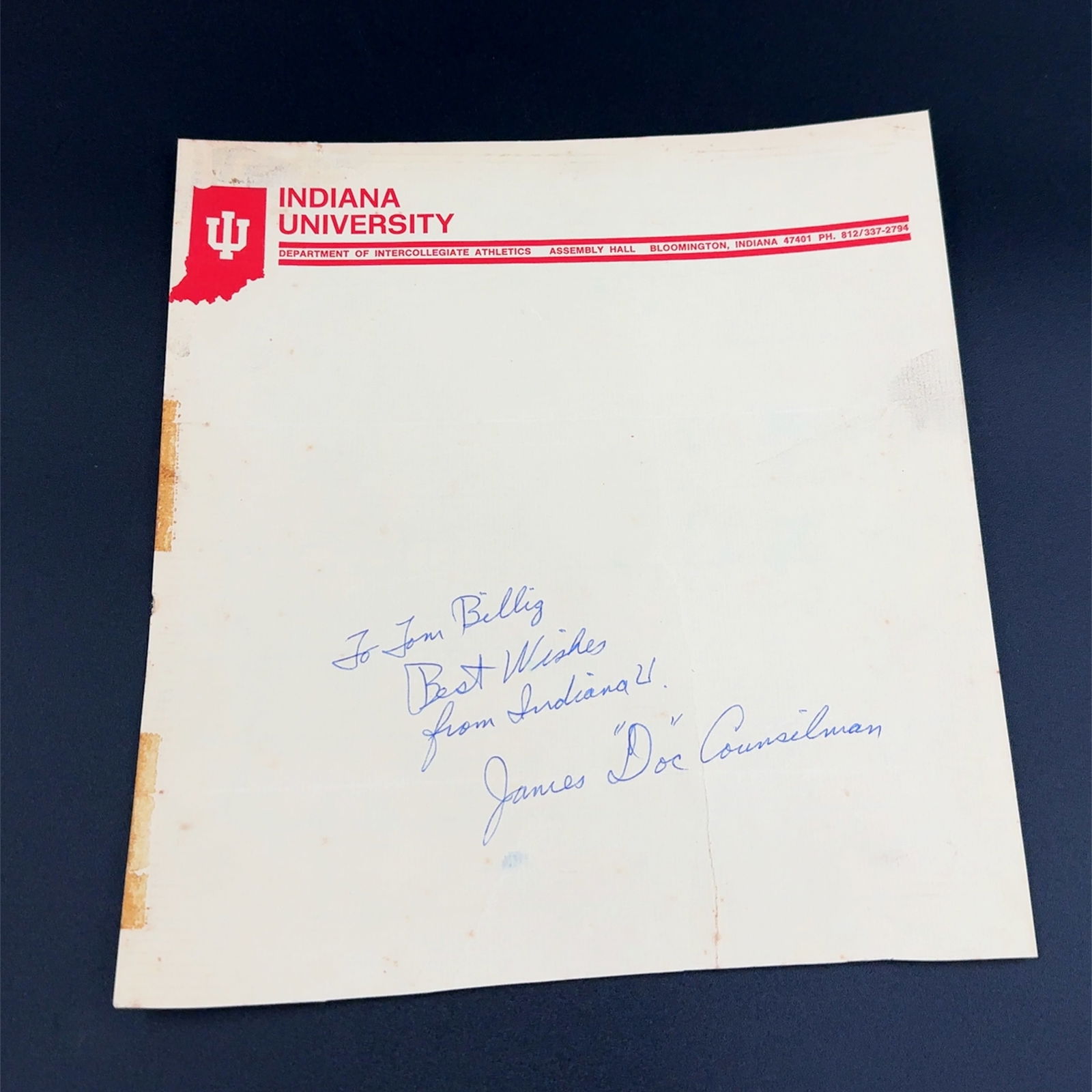 James "Doc" Counsilman Autographed Letter (1 of 1)