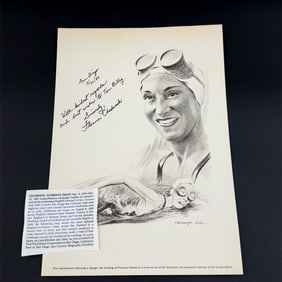 Florence Chadwick Autographed Illustration
