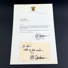 Pete Dawkins Army Football Autographed Card and Letter