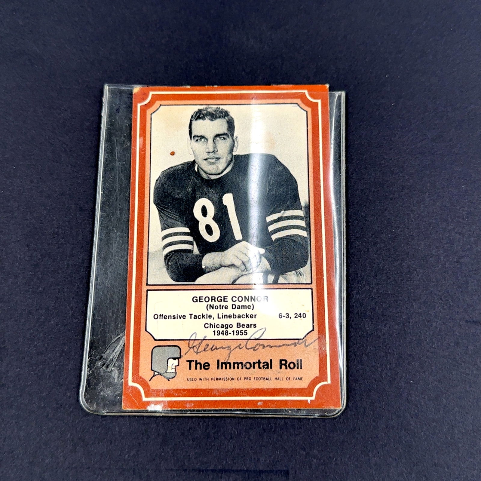 George Connor Notre Dame Football Autographed Trading Card (1 of 1)