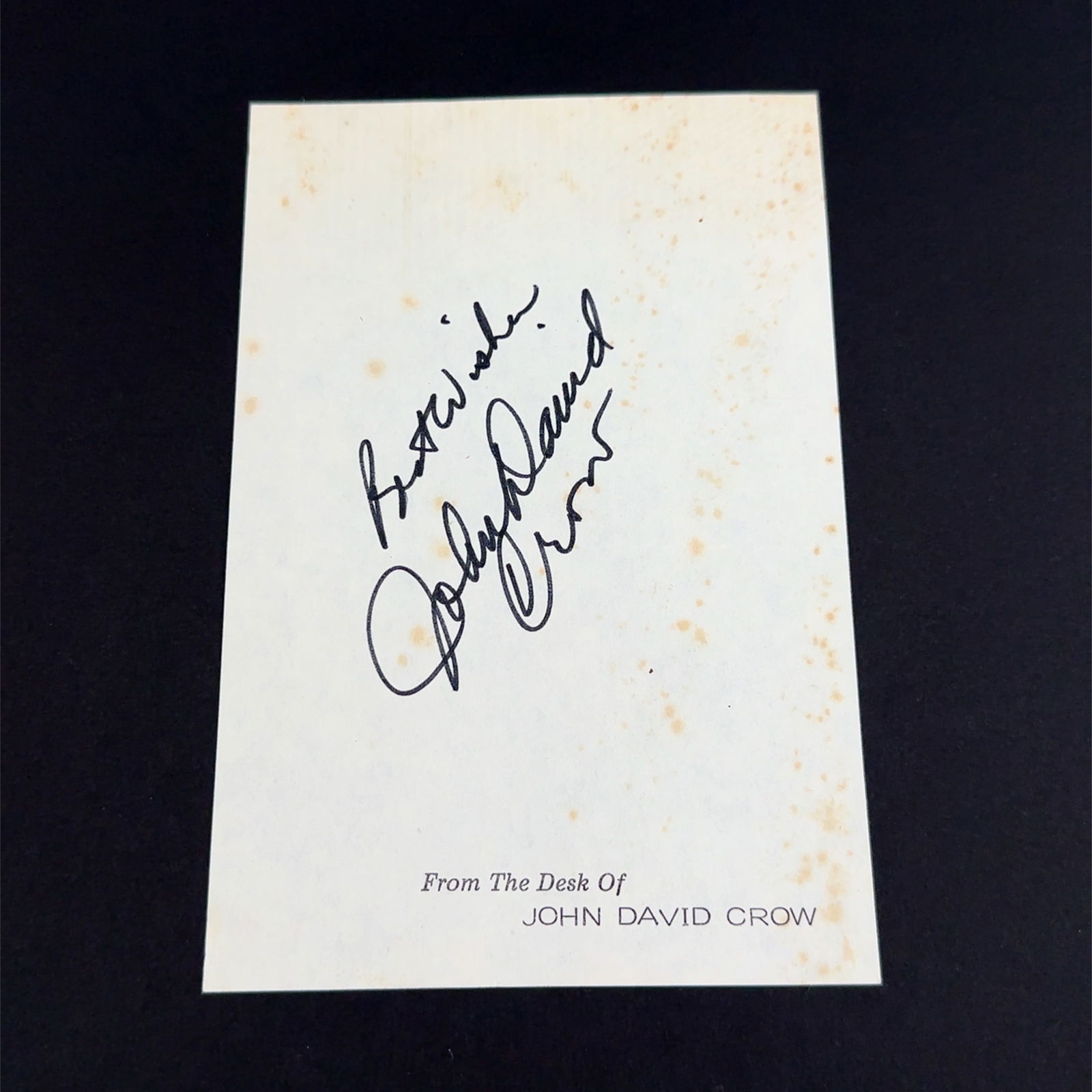 John David Crow Football Autographed Postcard (1 of 1)