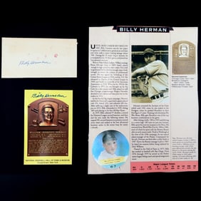 Billy Herman Baseball Hall Of Fame Autographed Card and Postcard