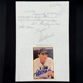 Mel Harder Cleveland Indians Autographed Photo and Letter