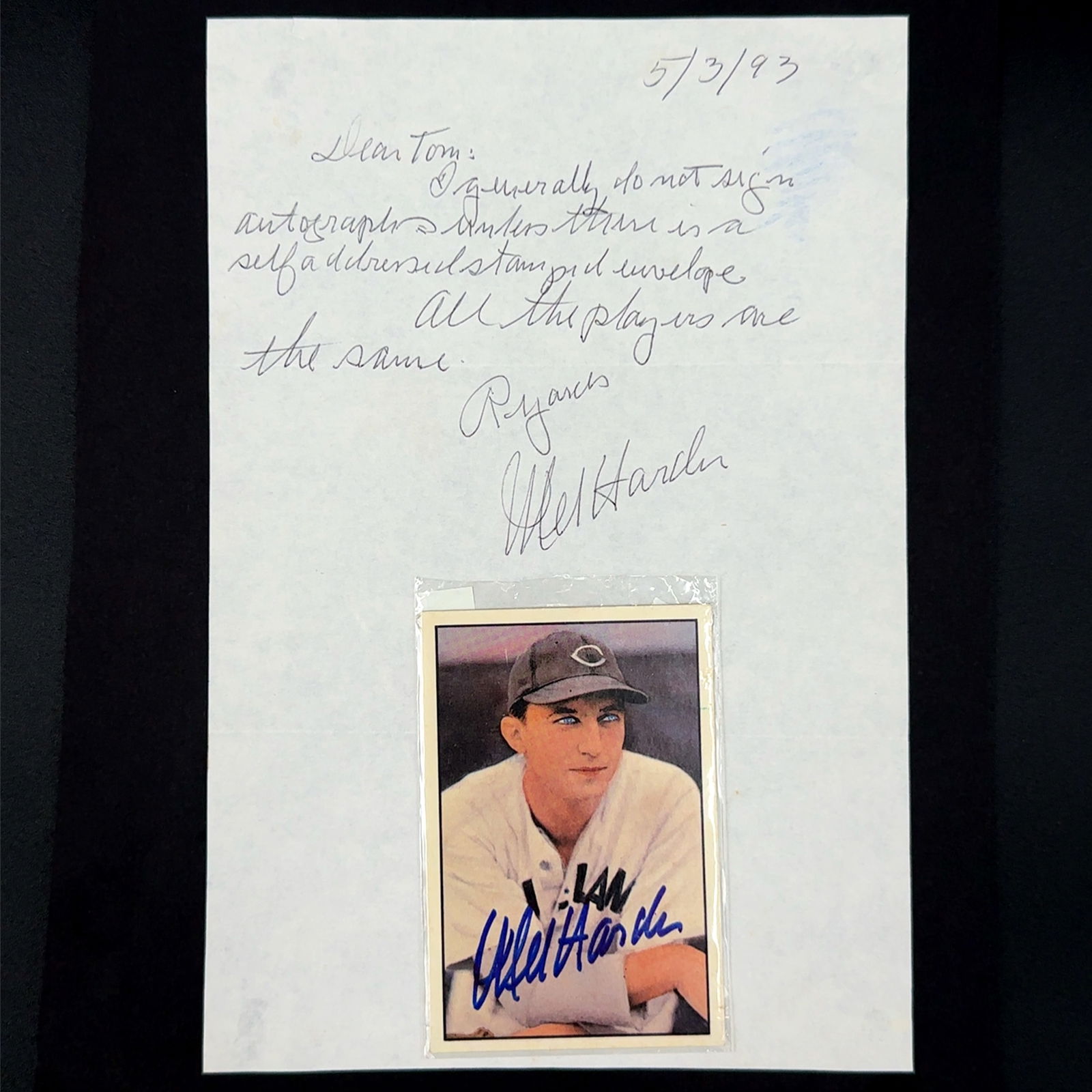 Mel Harder Cleveland Indians Autographed Photo and Letter (1 of 2)