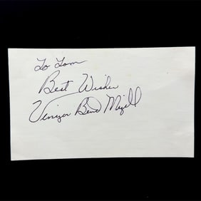 Wilmer "Vinegar Bend" Mizell Autographed Index Card