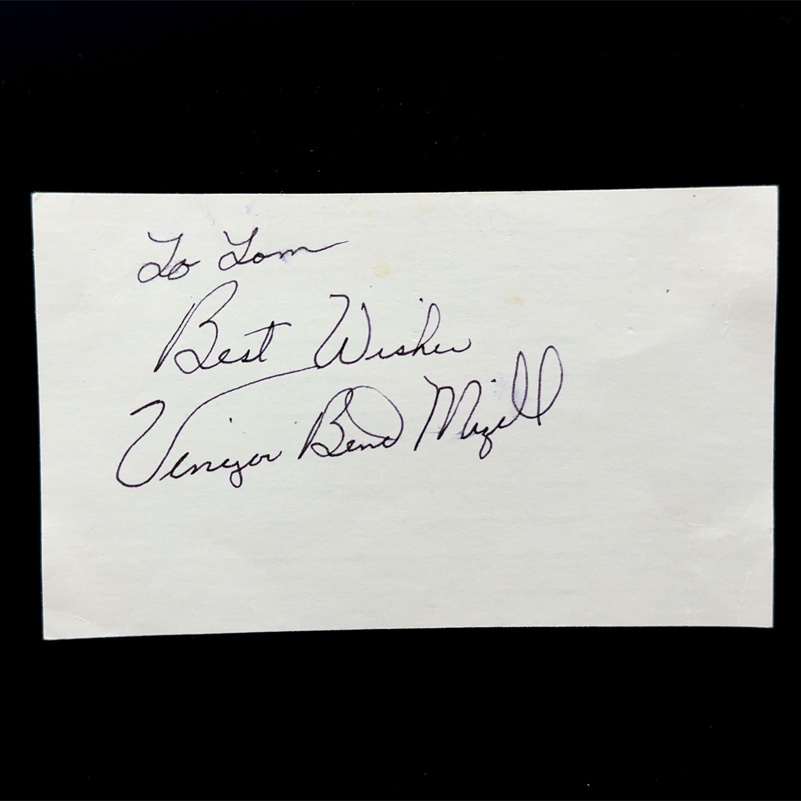 Wilmer "Vinegar Bend" Mizell Autographed Index Card (1 of 1)