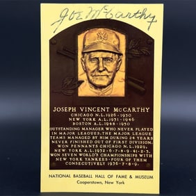 Joe McCarthy Autographed Baseball Hall of Fame Gold Card