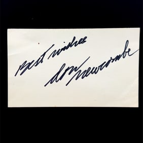 Don Newcombe Autographed Index Card