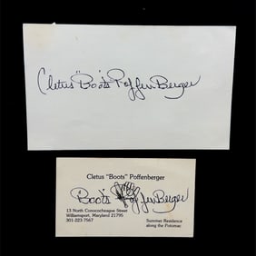 Cletus "Boots" Poffenberger Autograph Set of Two