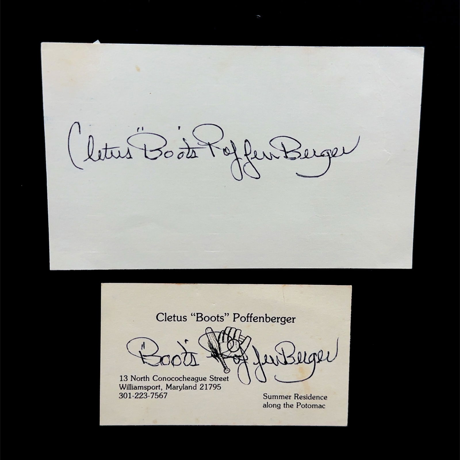 Cletus "Boots" Poffenberger Autograph Set of Two (1 of 1)