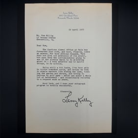 Larry Kelley Yale Football Autographed Letter