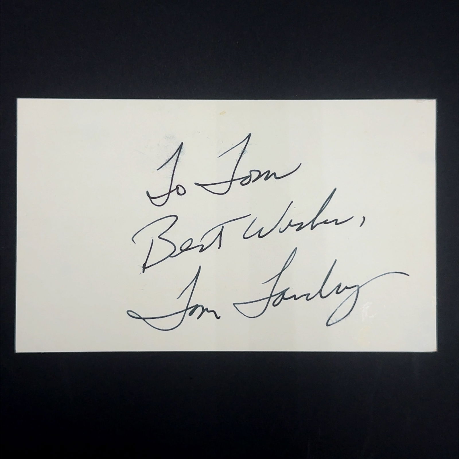 Tom Landry Autograph Index Card: Autographed index card with signature from Dallas Cowboys coach Tom Landry. Sold as is.