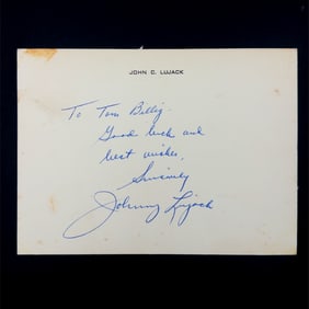 Johnny Lujack Autographed Letterhead
