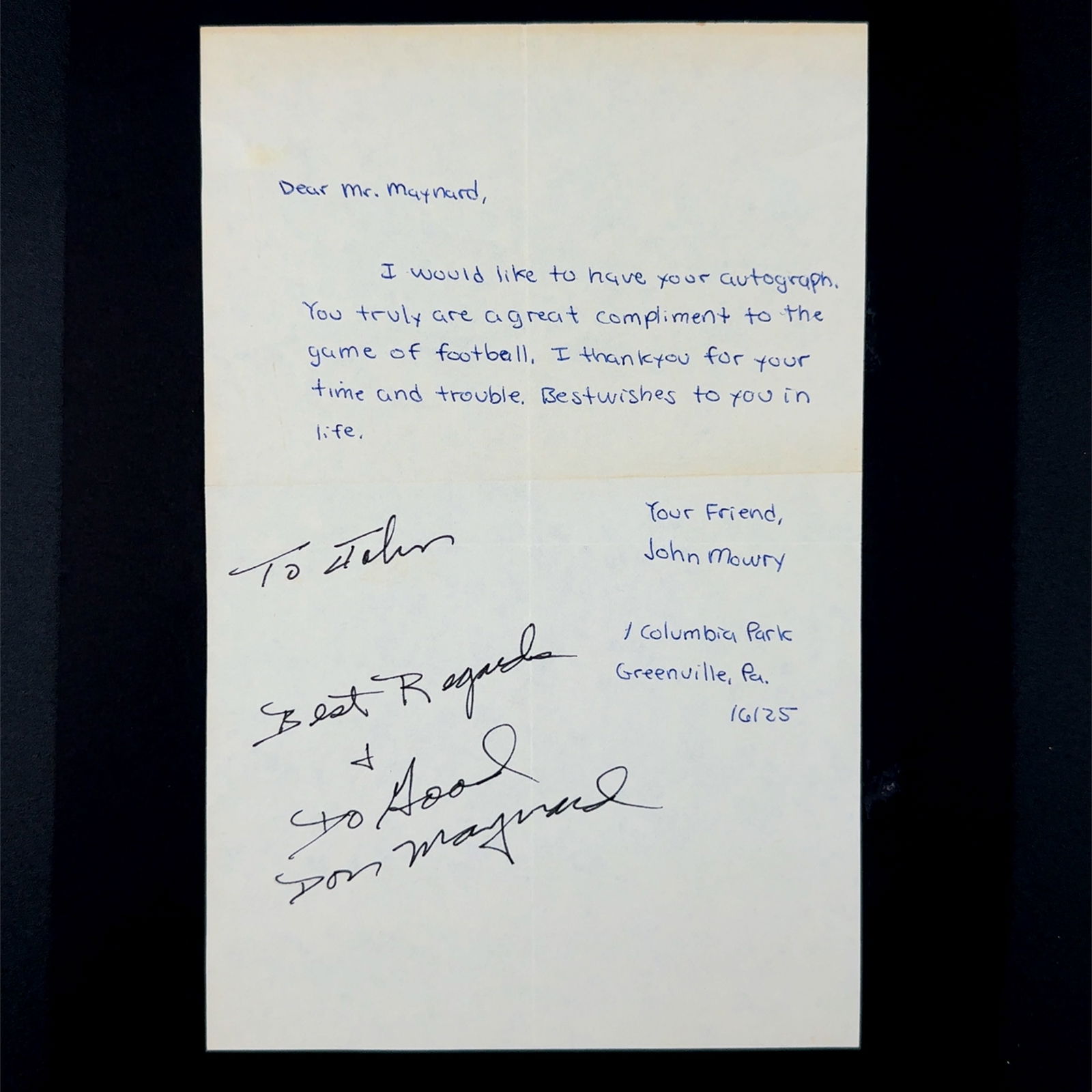 Don Maynard Autographed Letter (1 of 1)