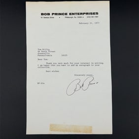 Bob Prince Autographed Letter