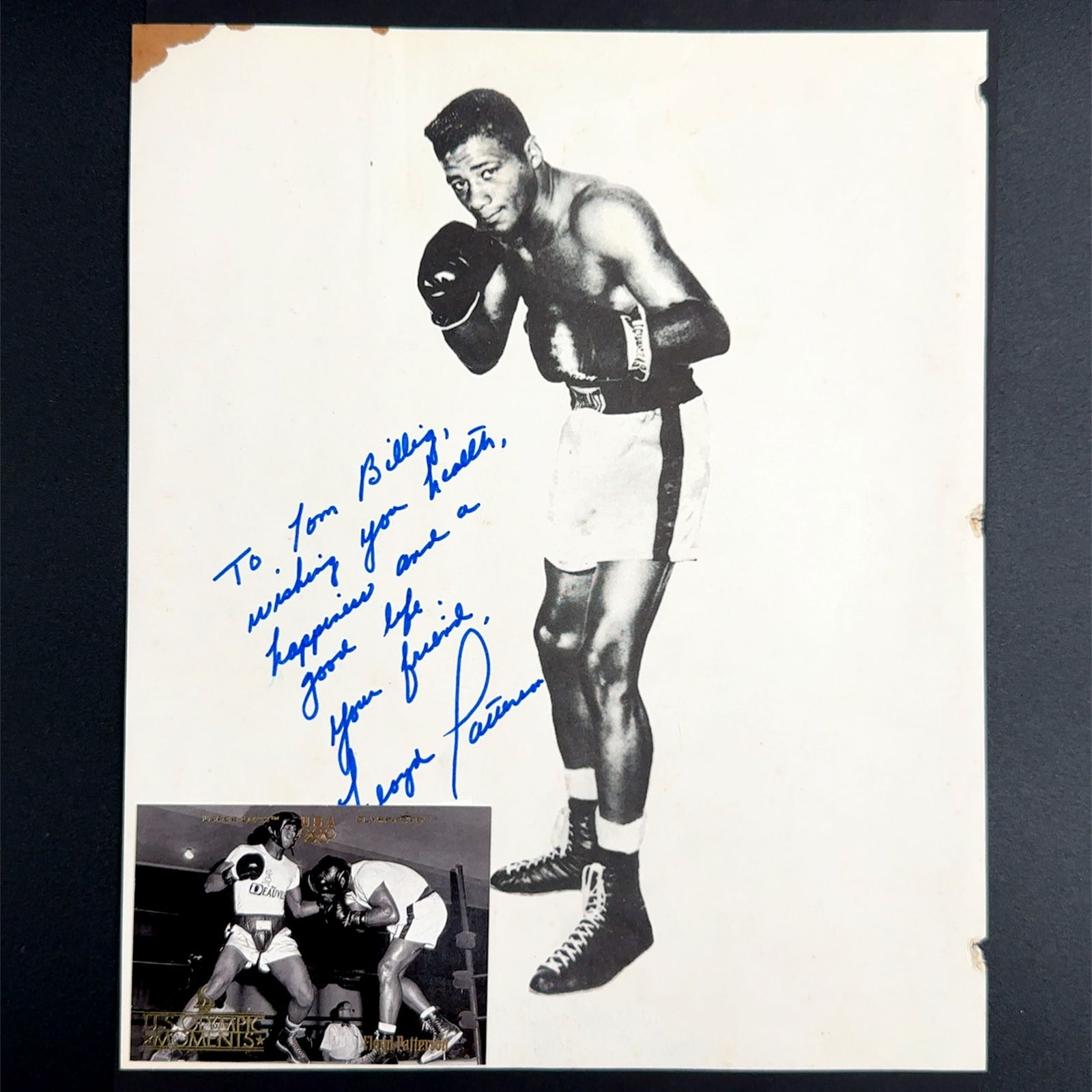 Floyd Patterson Autographed Photo and Olympic Card (1 of 3)