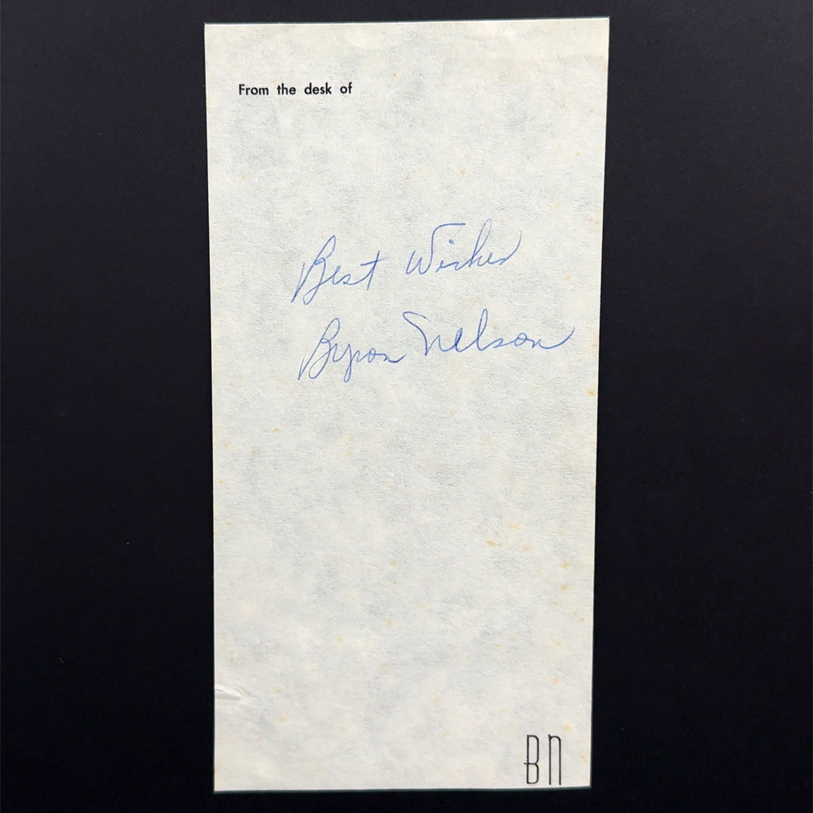 Byron Nelson Autographed Stationery: Autographed note on stationery from golfer Byron Nelson. Sold as is.