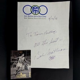 Bob Mathias Autographed Letter and Olympic Card