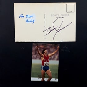 Bruce Jenner Autographed Postcard and Olympic Card
