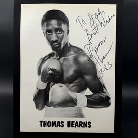 Thomas Hearns Autographed Photo Lot of Two