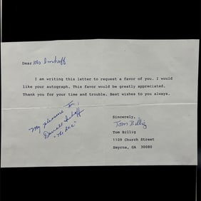 Darrall Imhoff Autographed Letter
