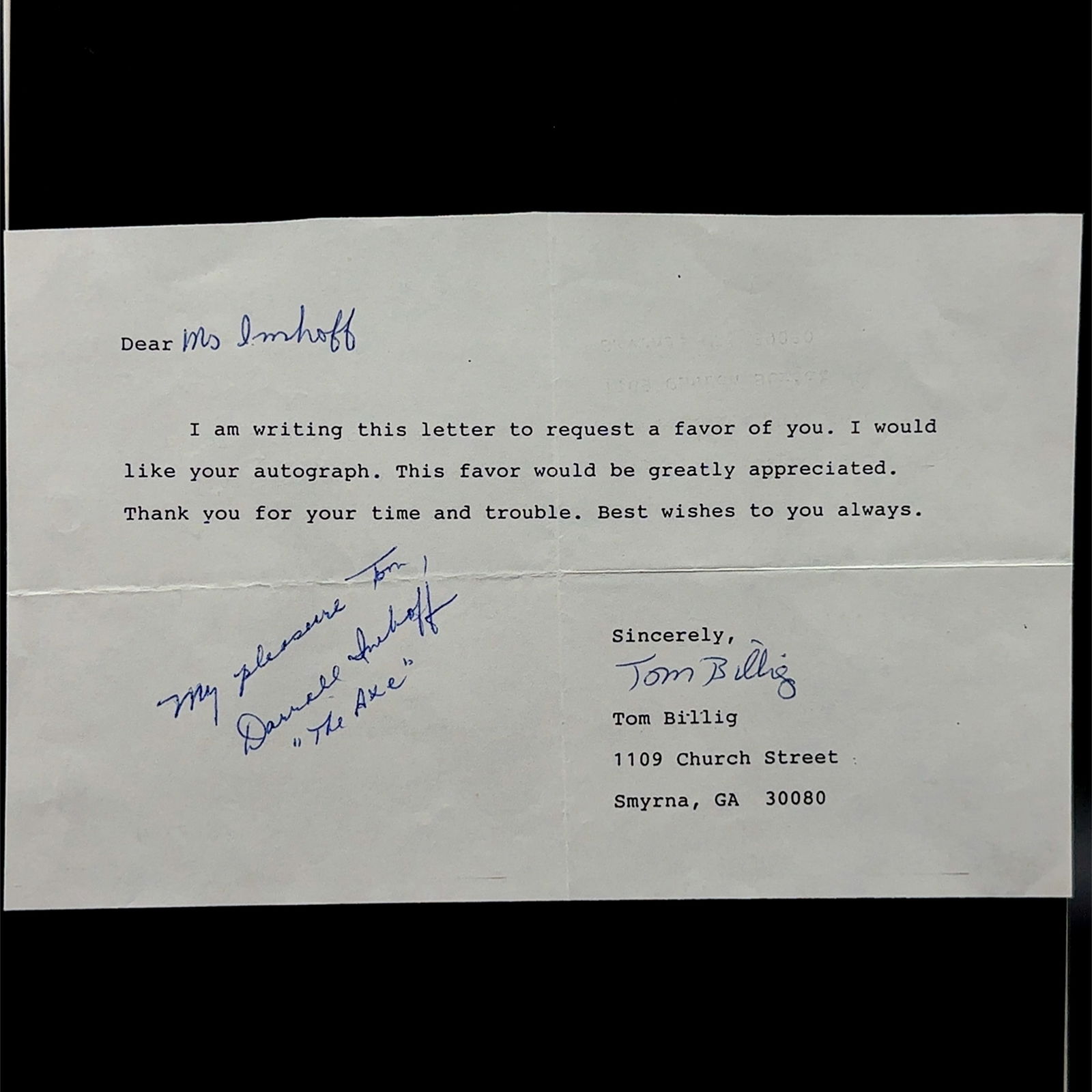 Darrall Imhoff Autographed Letter (1 of 1)