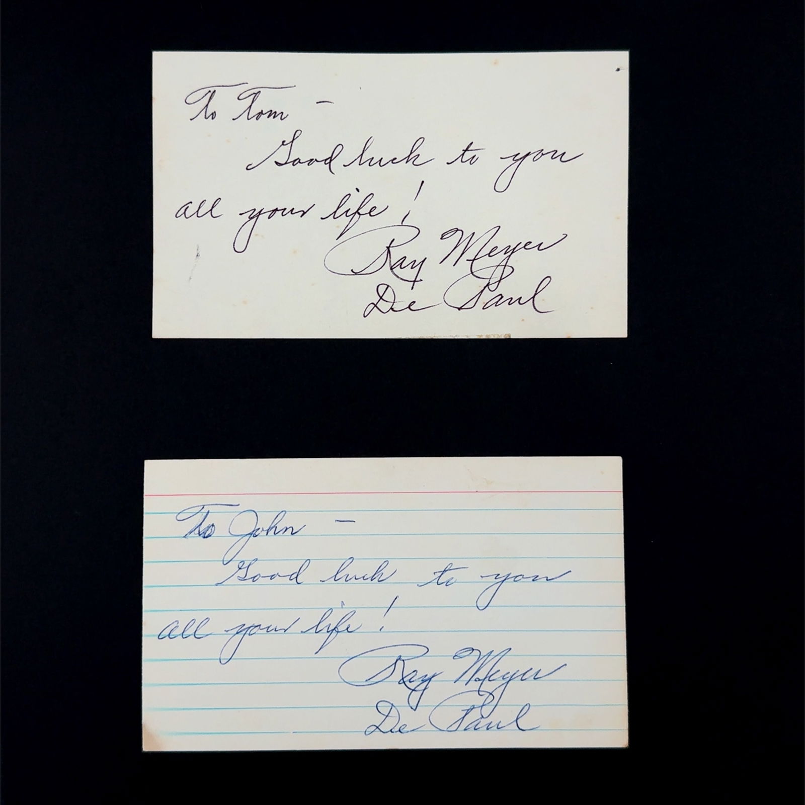 Lot of Two Ray Meyer Autographs (1 of 1)